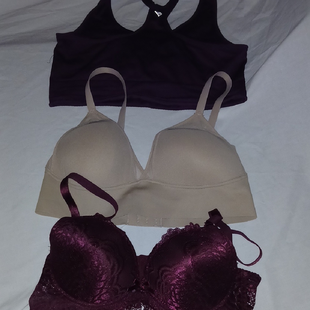 Maidenform Dark Purple and Beige Bra Set